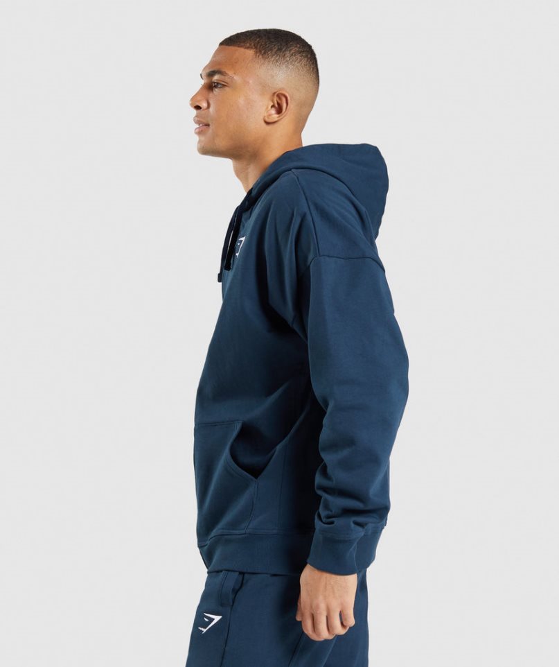 Men's Gymshark Essential Zip Up Hoodie Navy | CA 758N63